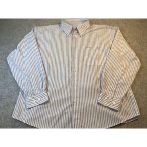 JAGUAR of LONDON Men's Striped Button Down Compact Yarn Shirt Long Sleeve XL